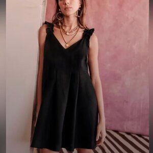 Sezane Lizon Black Linen Dress